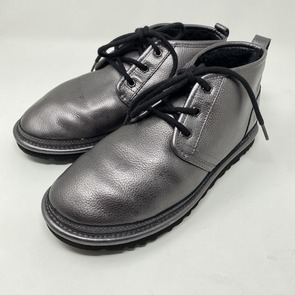 UGG Shoes - UGG Neumel Women's Gray Metallic Ankle Boots Lace-Up Size US9 EU40 RARE